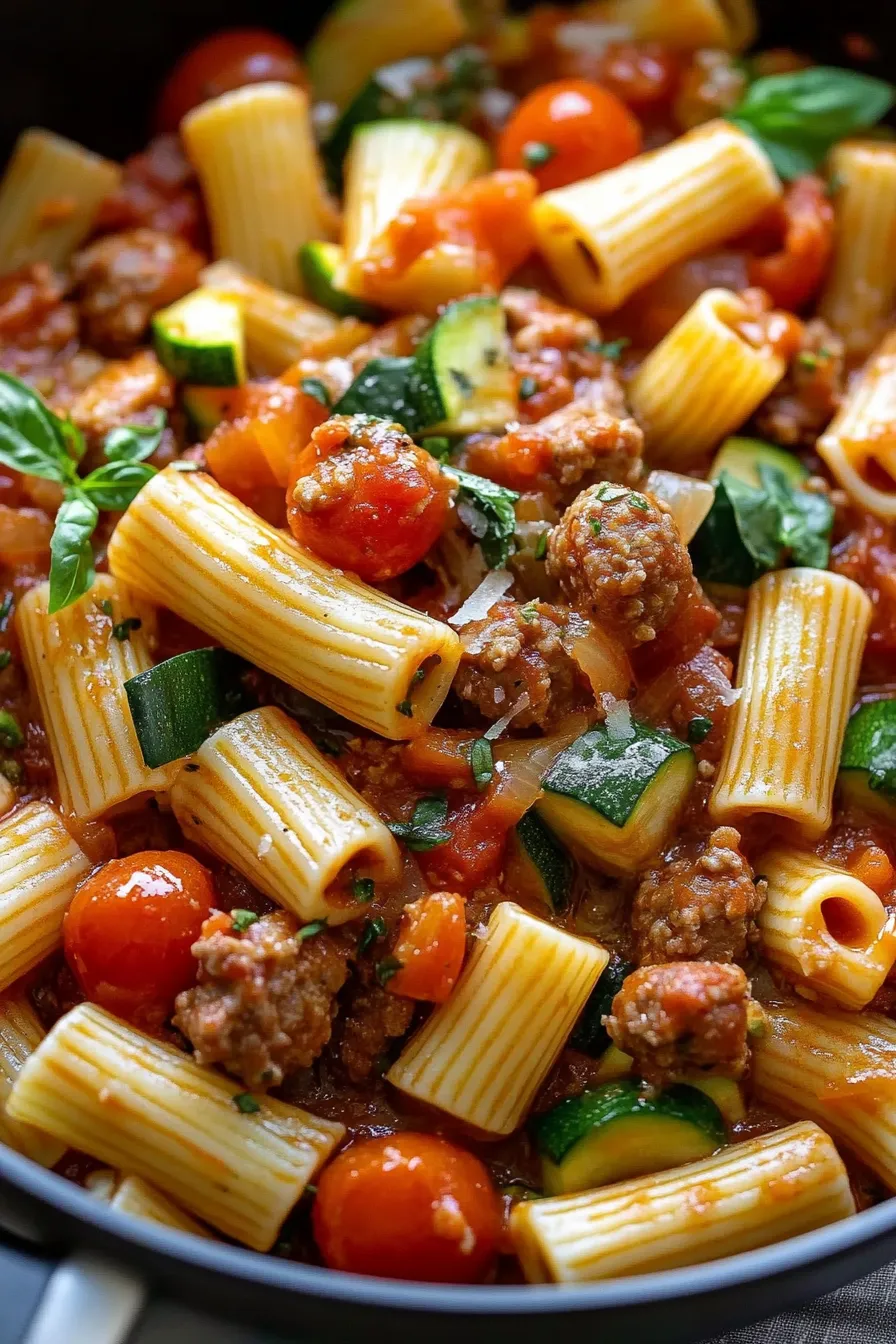 Rigatoni with Sausage, Tomatoes, and Zucchini