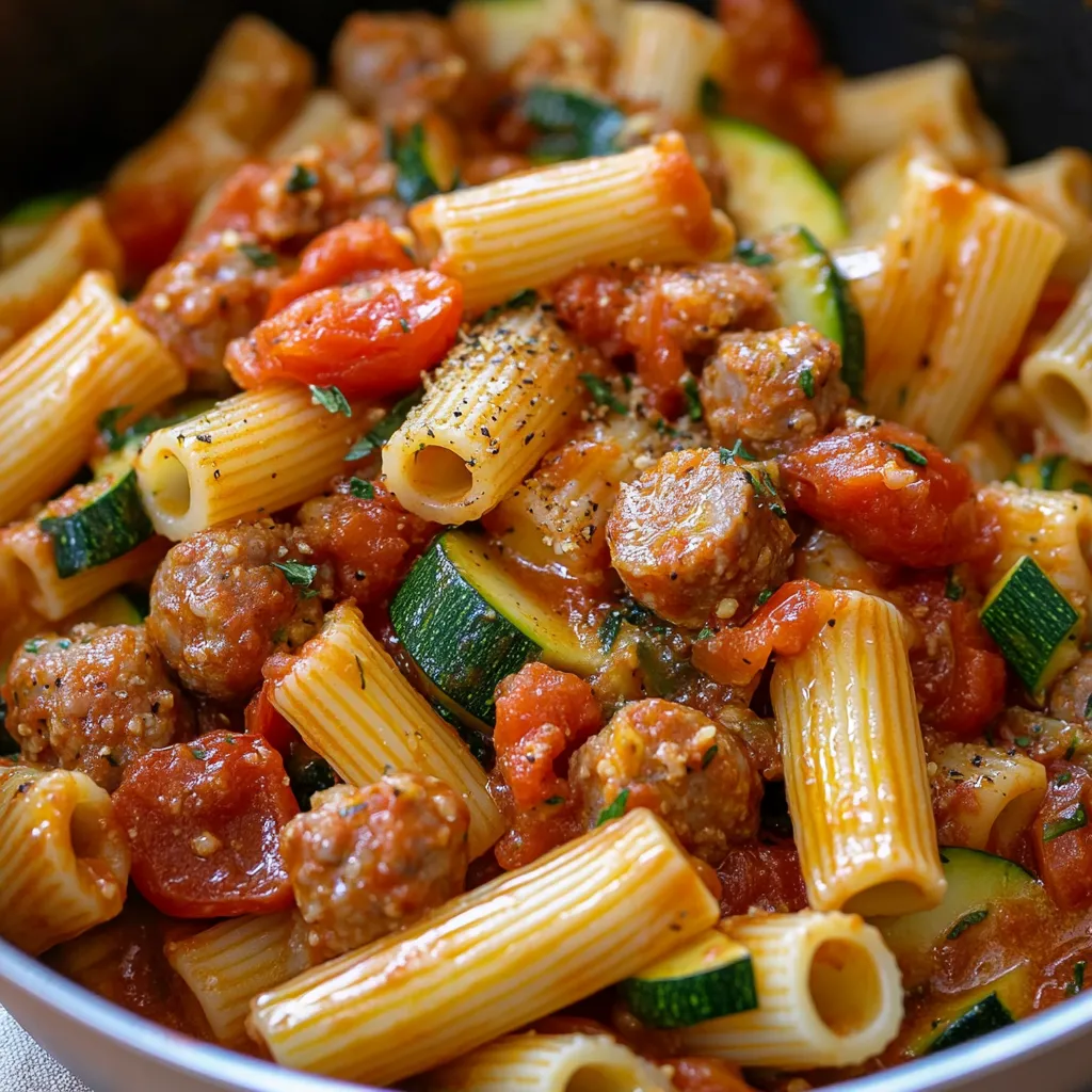Rigatoni with Sausage, Tomatoes, and Zucchini