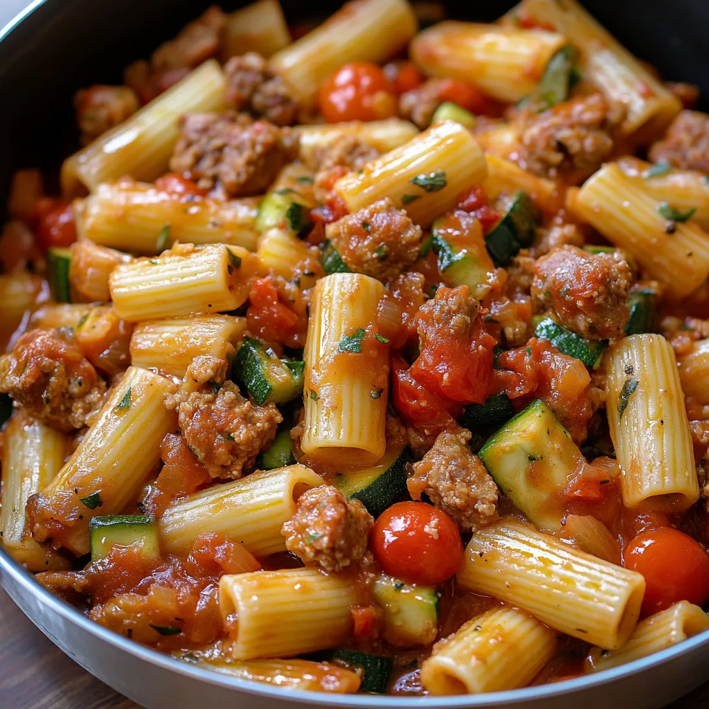 Rigatoni with Sausage, Tomatoes, and Zucchini