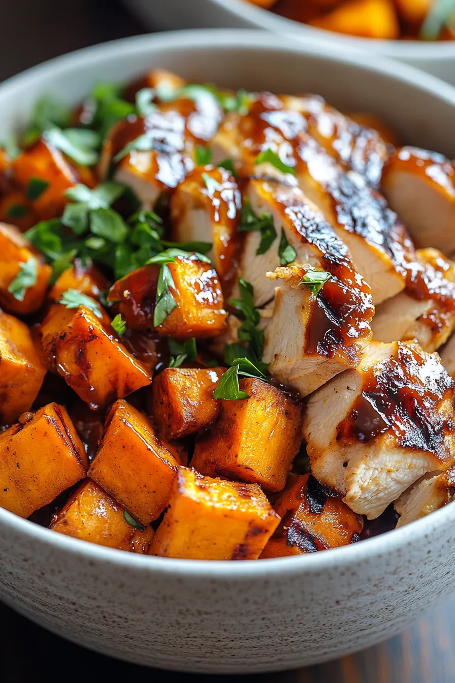 BBQ Chicken & Roasted Sweet Potato Bowls