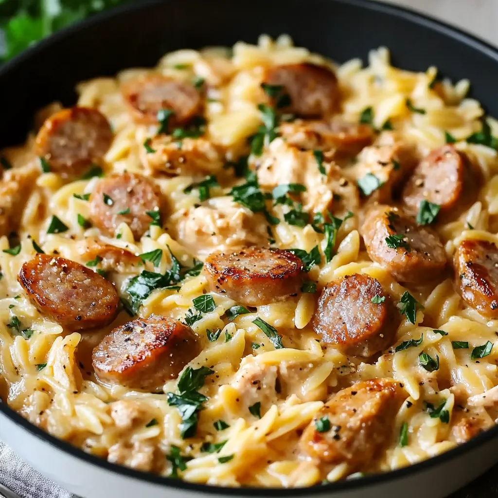 Creamy Chicken Sausage Orzo : A One-Pan Meal