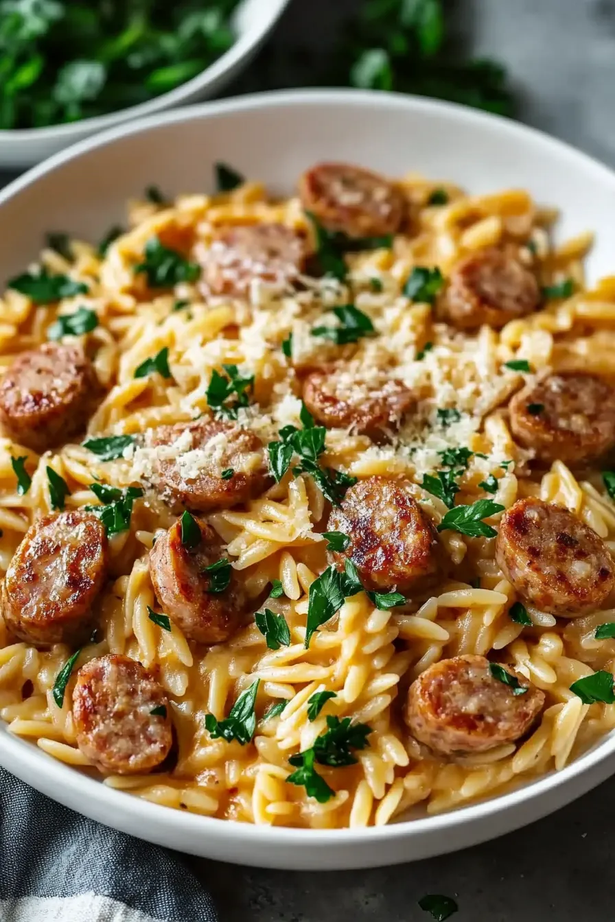 Creamy Chicken Sausage Orzo : A One-Pan Meal