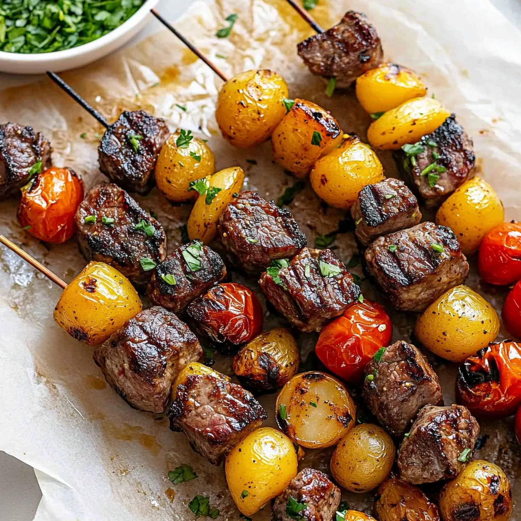 Rosemary Garlic Steak Kebabs