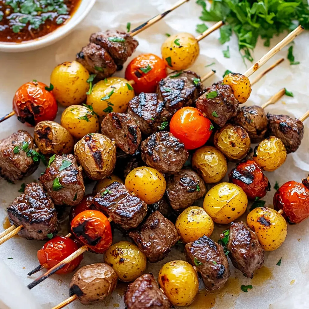 Rosemary Garlic Steak Kebabs