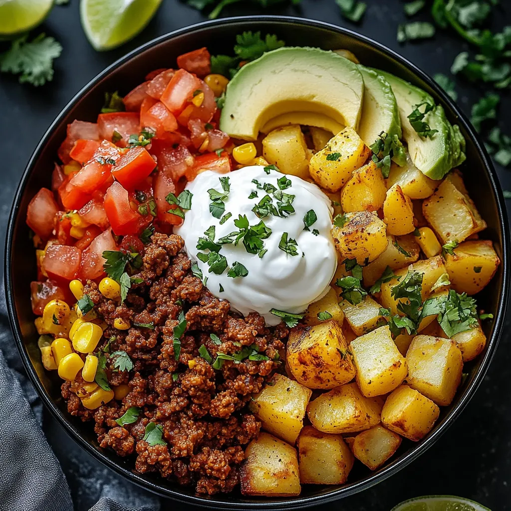 Ground Beef and Potato Taco Bowl