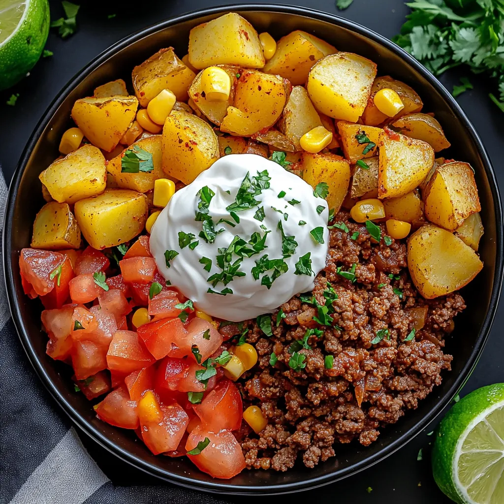 Ground Beef and Potato Taco Bowl