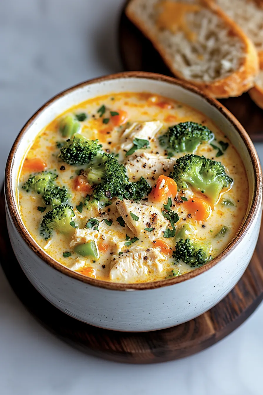 Crockpot Cheesy Chicken Broccoli Soup
