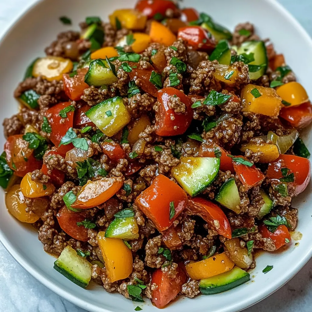 Keto Mediterranean Ground Beef Stir Fry