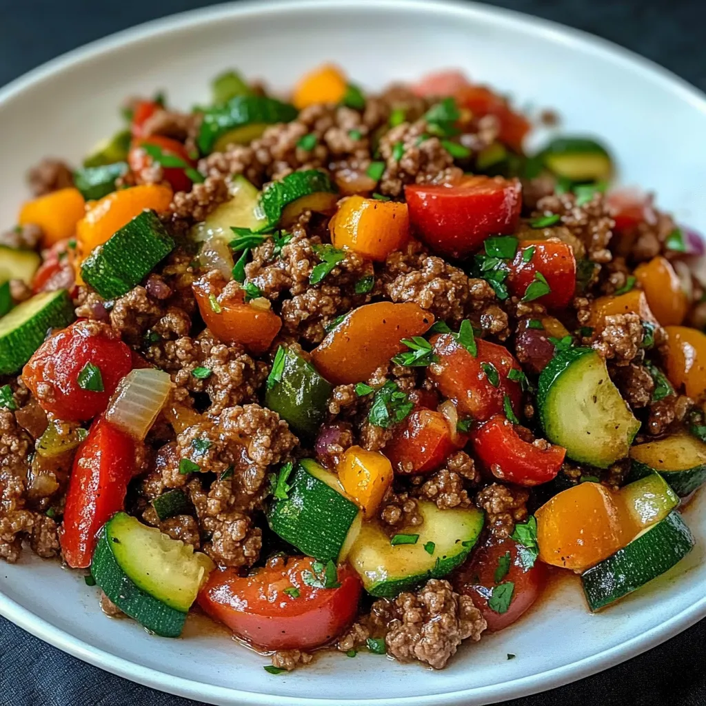 Keto Mediterranean Ground Beef Stir Fry