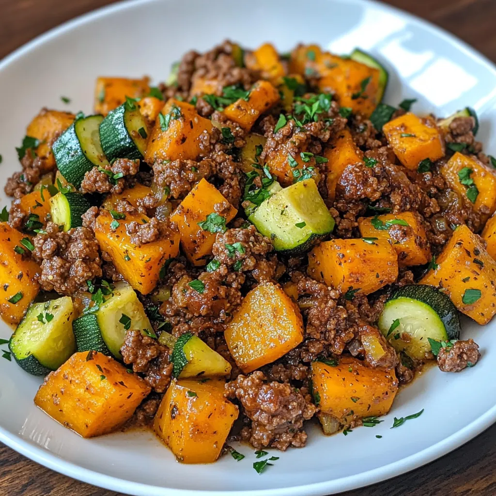 Ground Beef Zucchini Sweet Potato Skillet