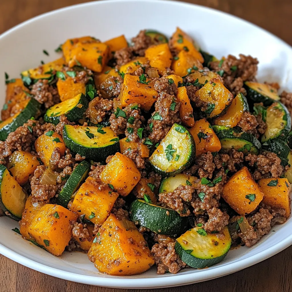 Ground Beef Zucchini Sweet Potato Skillet