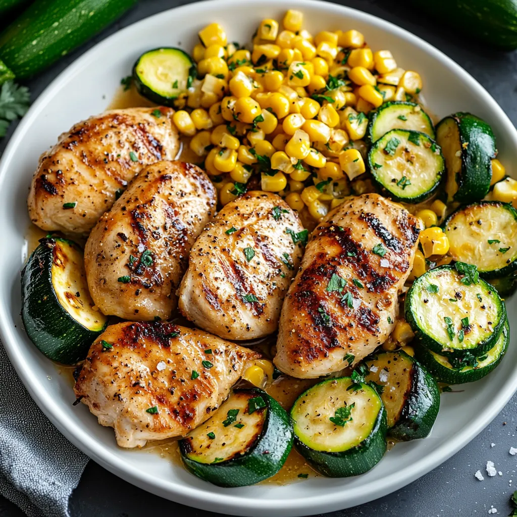 Savory Garlic Butter Chicken with Fresh Zucchini and Sweet Corn