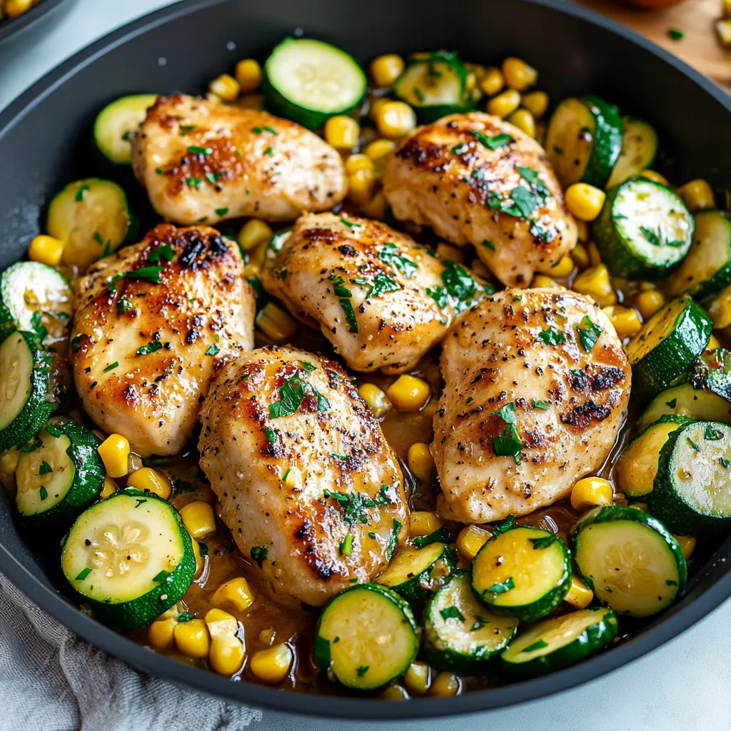 Savory Garlic Butter Chicken with Fresh Zucchini and Sweet Corn