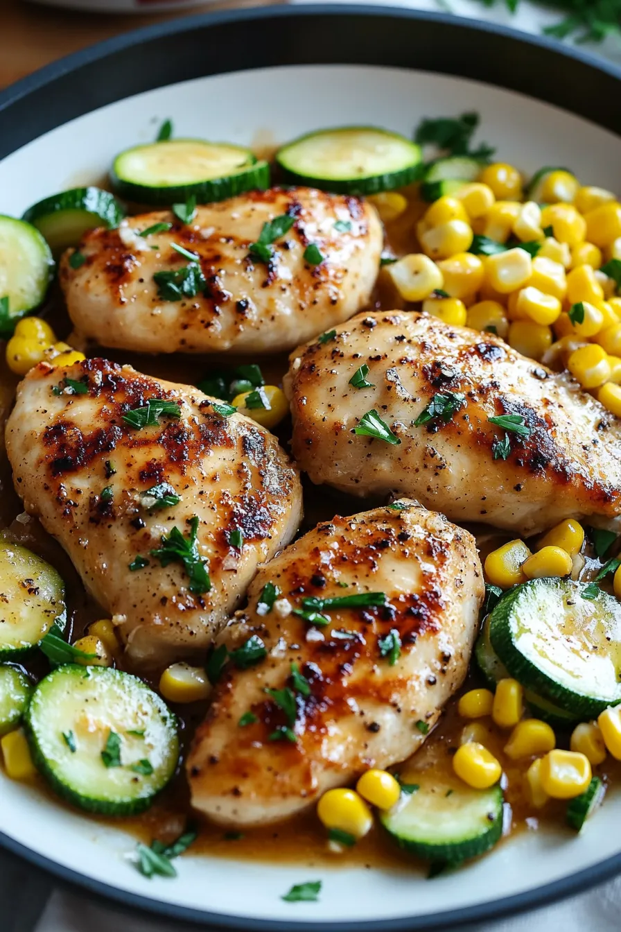 Savory Garlic Butter Chicken with Fresh Zucchini and Sweet Corn