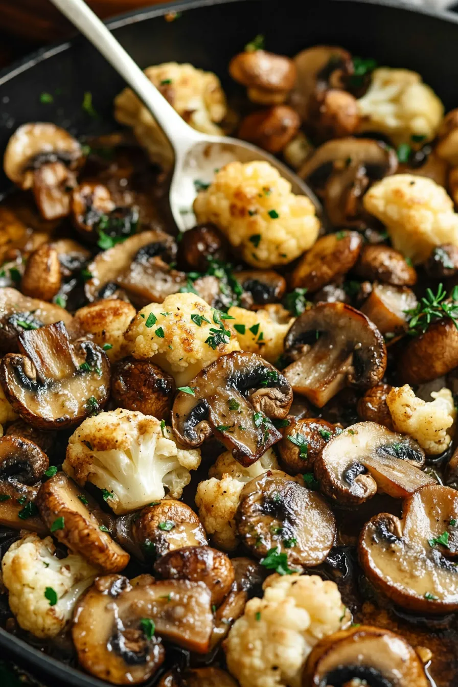 Garlic Mushrooms Cauliflower Skillet