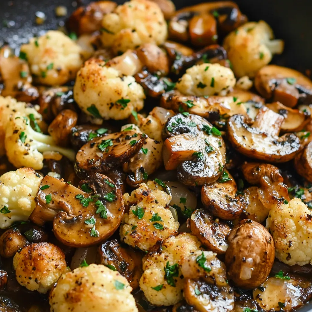 Garlic Mushrooms Cauliflower Skillet
