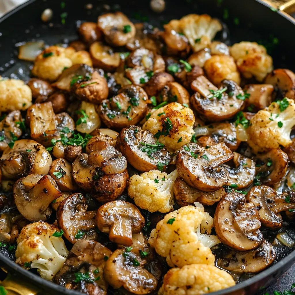 Garlic Mushrooms Cauliflower Skillet