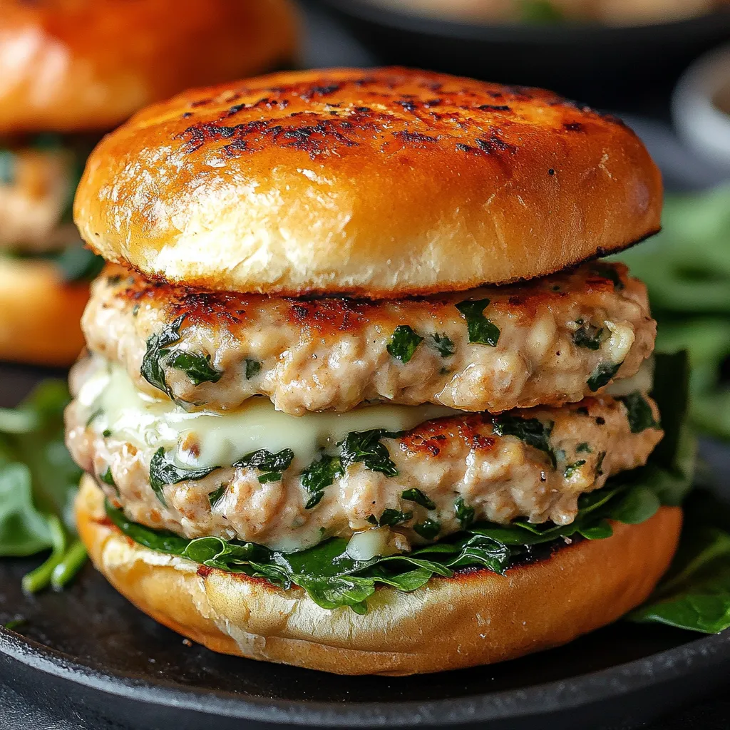 White Cheddar and Spinach Chicken Burgers