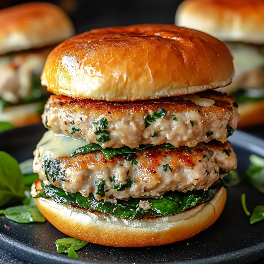 White Cheddar and Spinach Chicken Burgers
