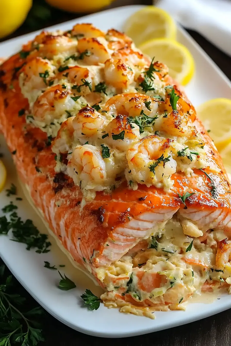 Crab and Shrimp Stuffed Salmon Recipe