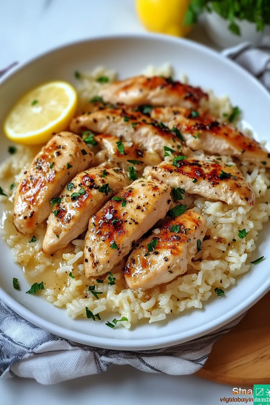Chicken Scampi with Garlic Parmesan Rice