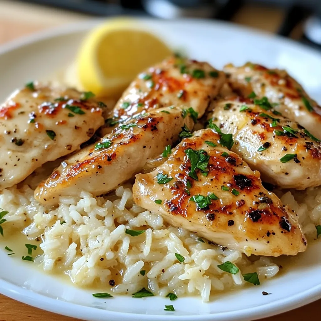 Chicken Scampi with Garlic Parmesan Rice