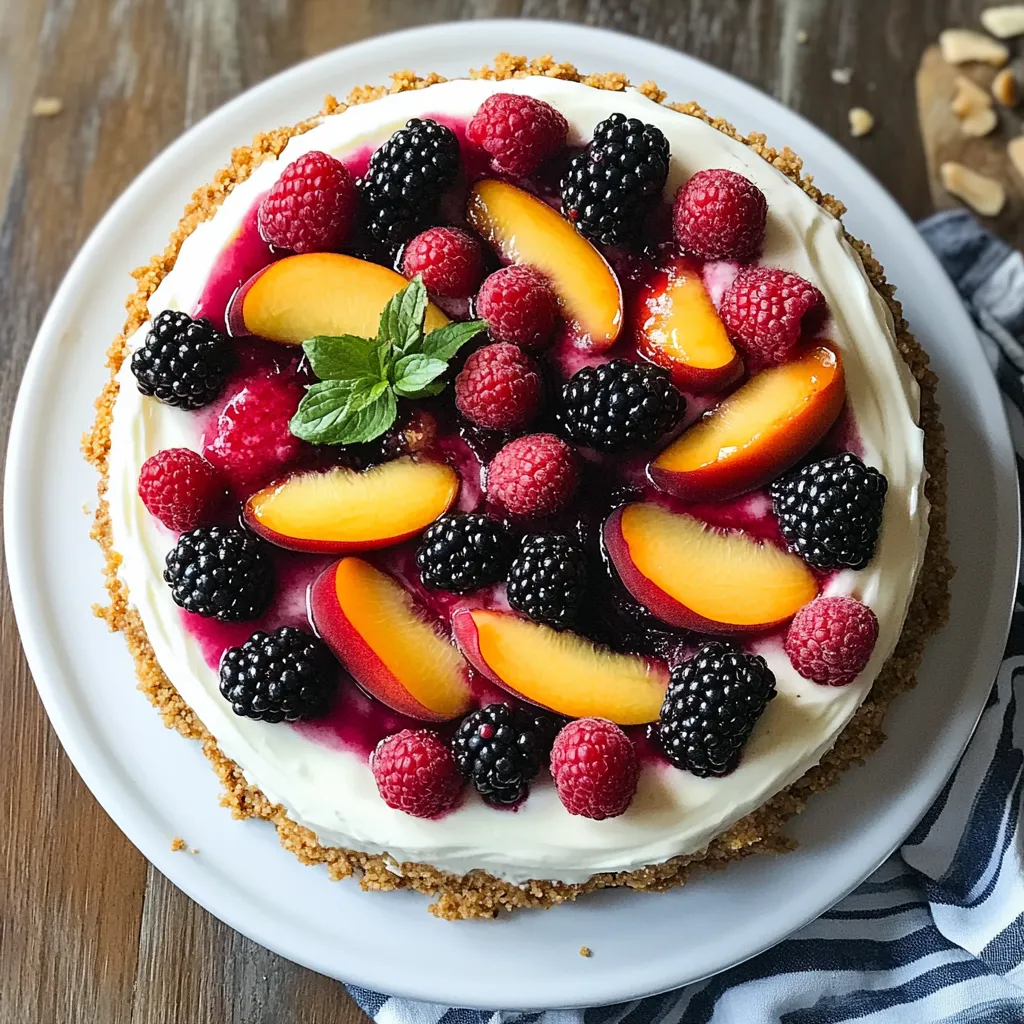 Summer Berry And Peach Cheesecake