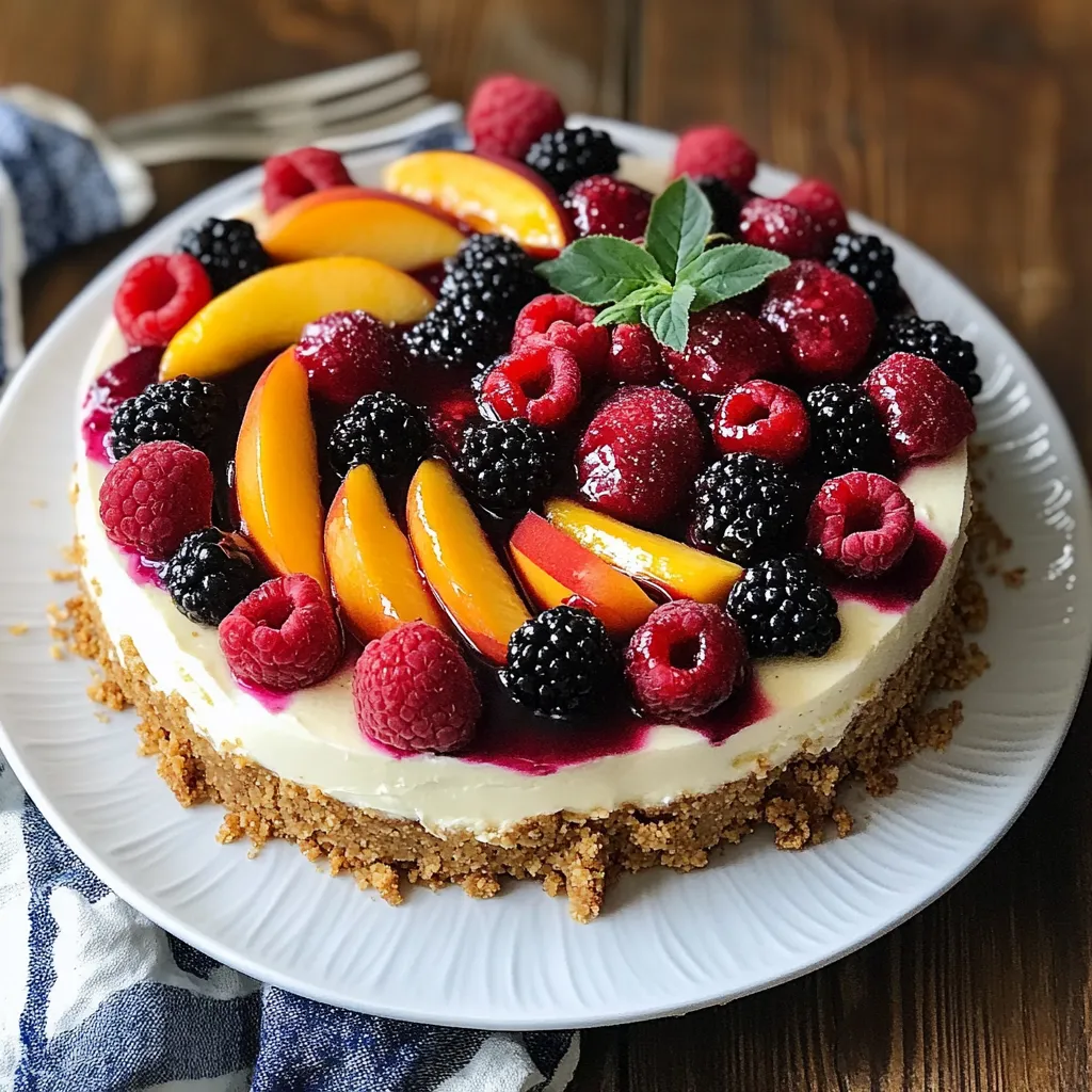 Summer Berry And Peach Cheesecake