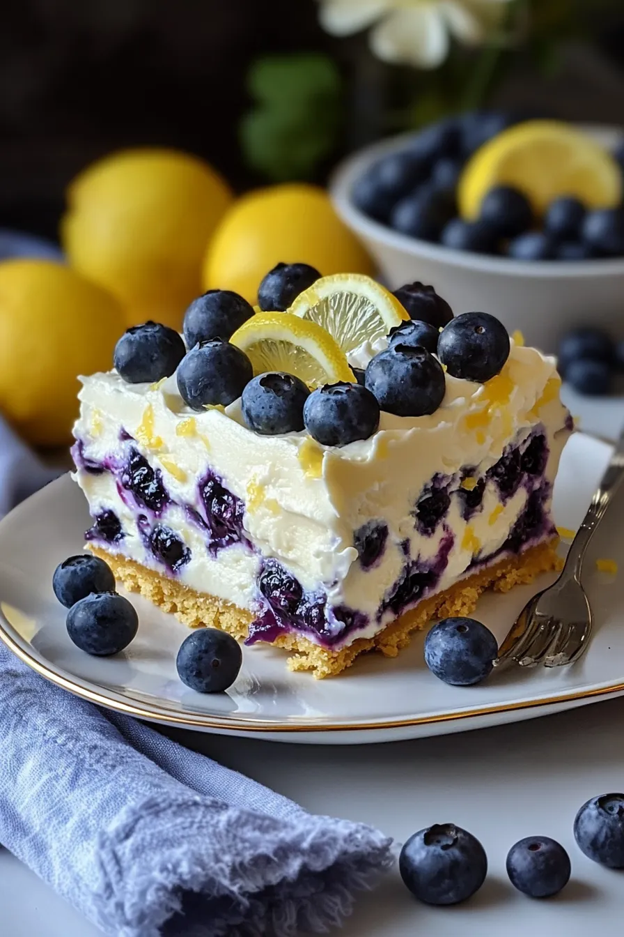 No-Bake Lemon dazzling Blueberry cream Cake