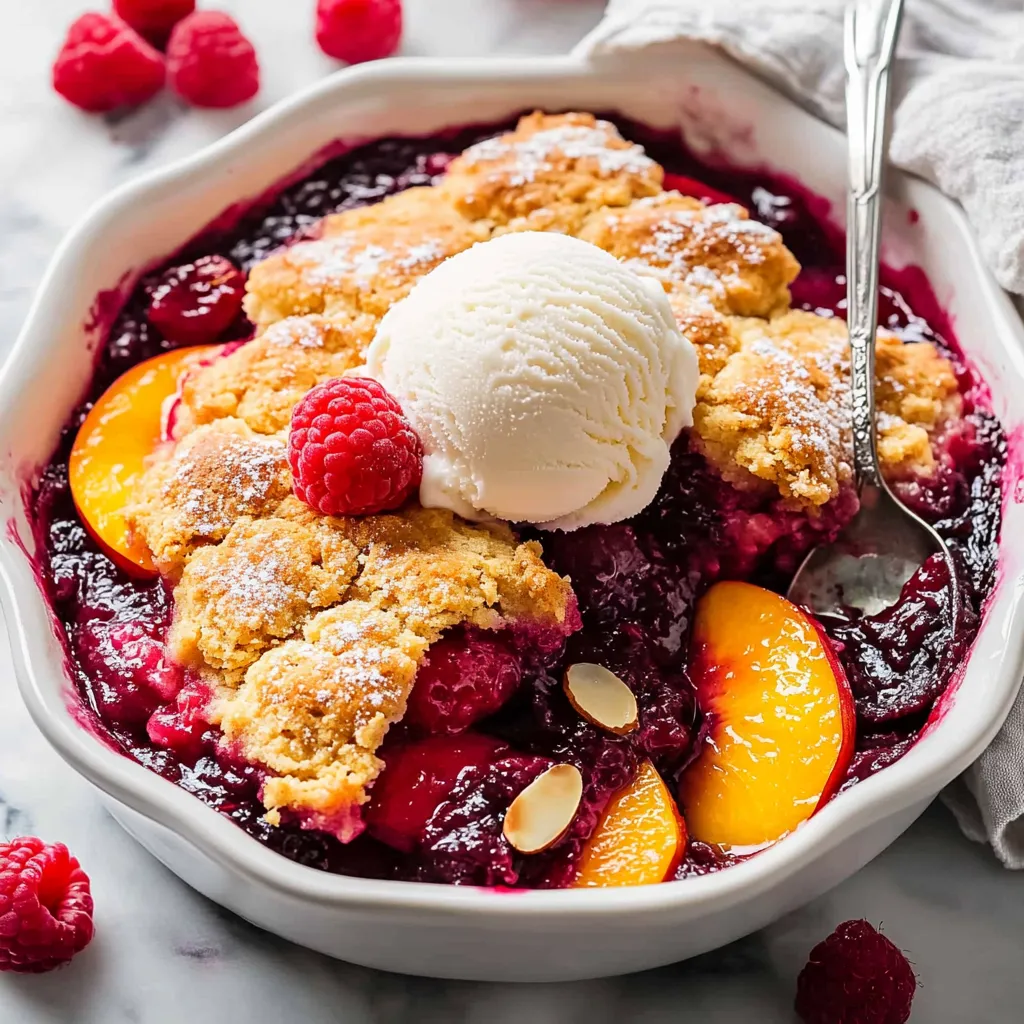 Easy Peach and Raspberry Cobbler
