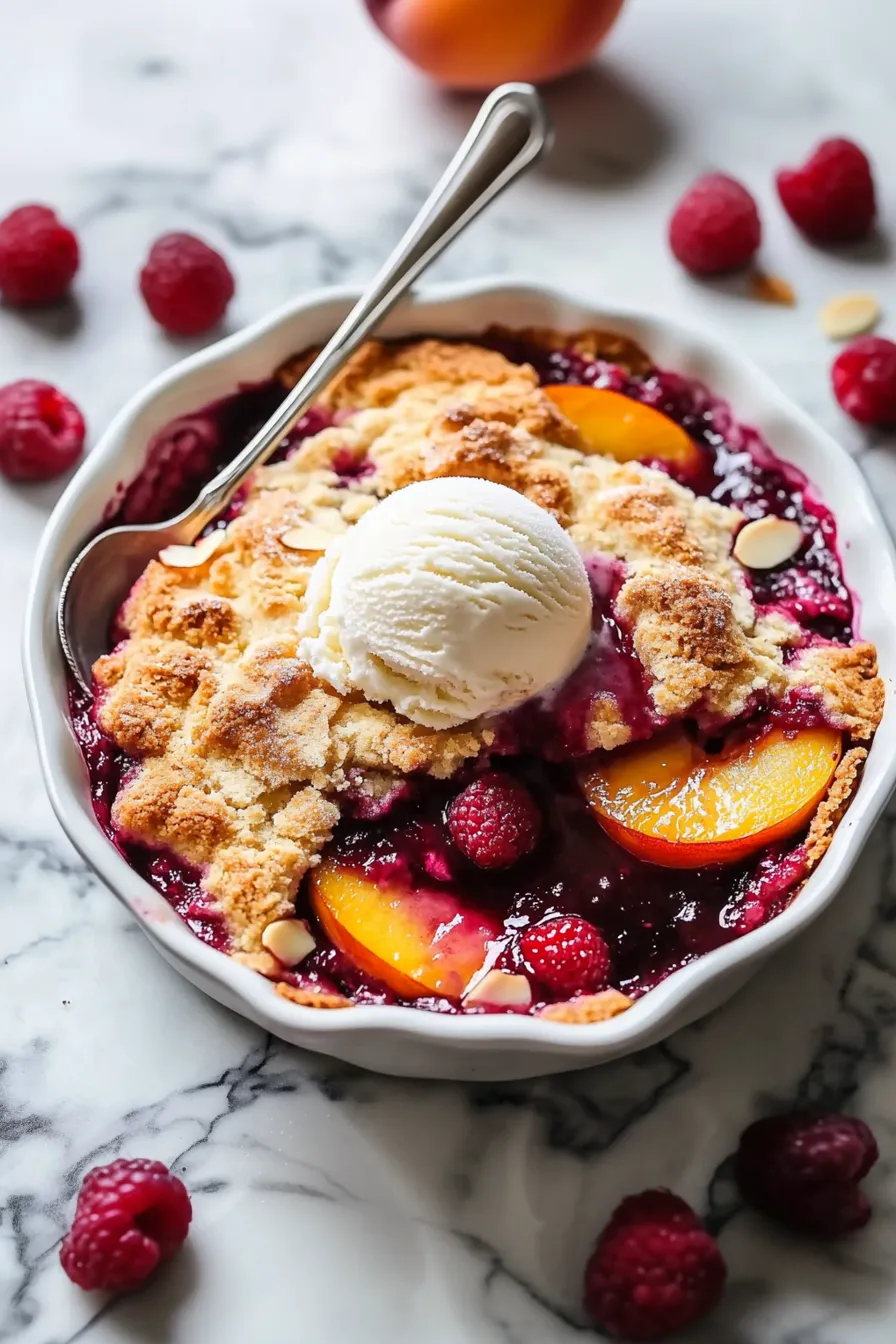 Easy Peach and Raspberry Cobbler