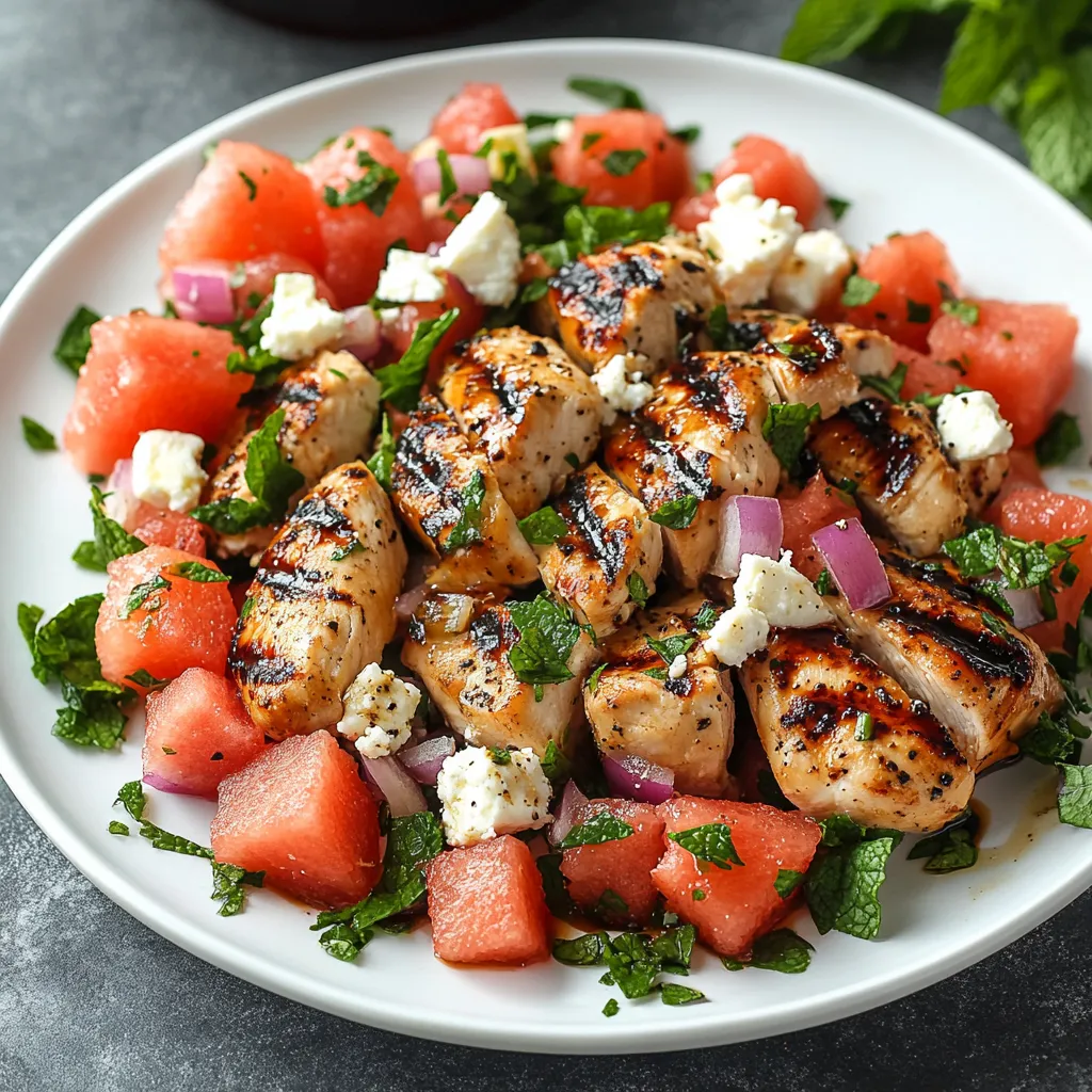. Watermelon & Feta Salad with Grilled Chicken