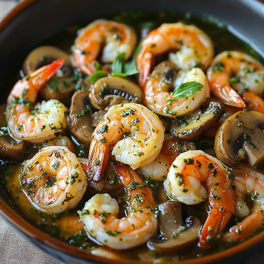 Pesto Shrimp with Mushrooms