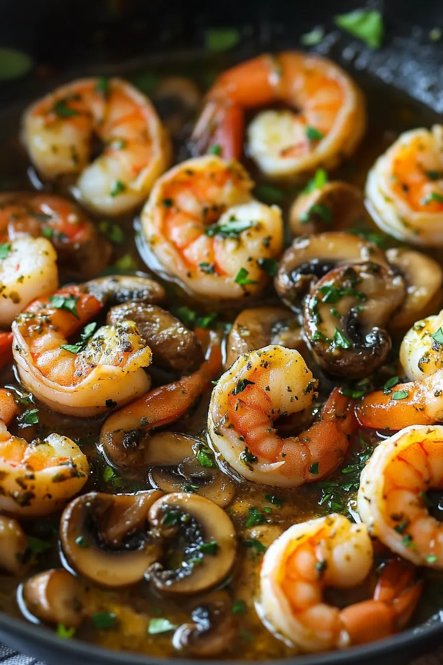 Pesto Shrimp with Mushrooms
