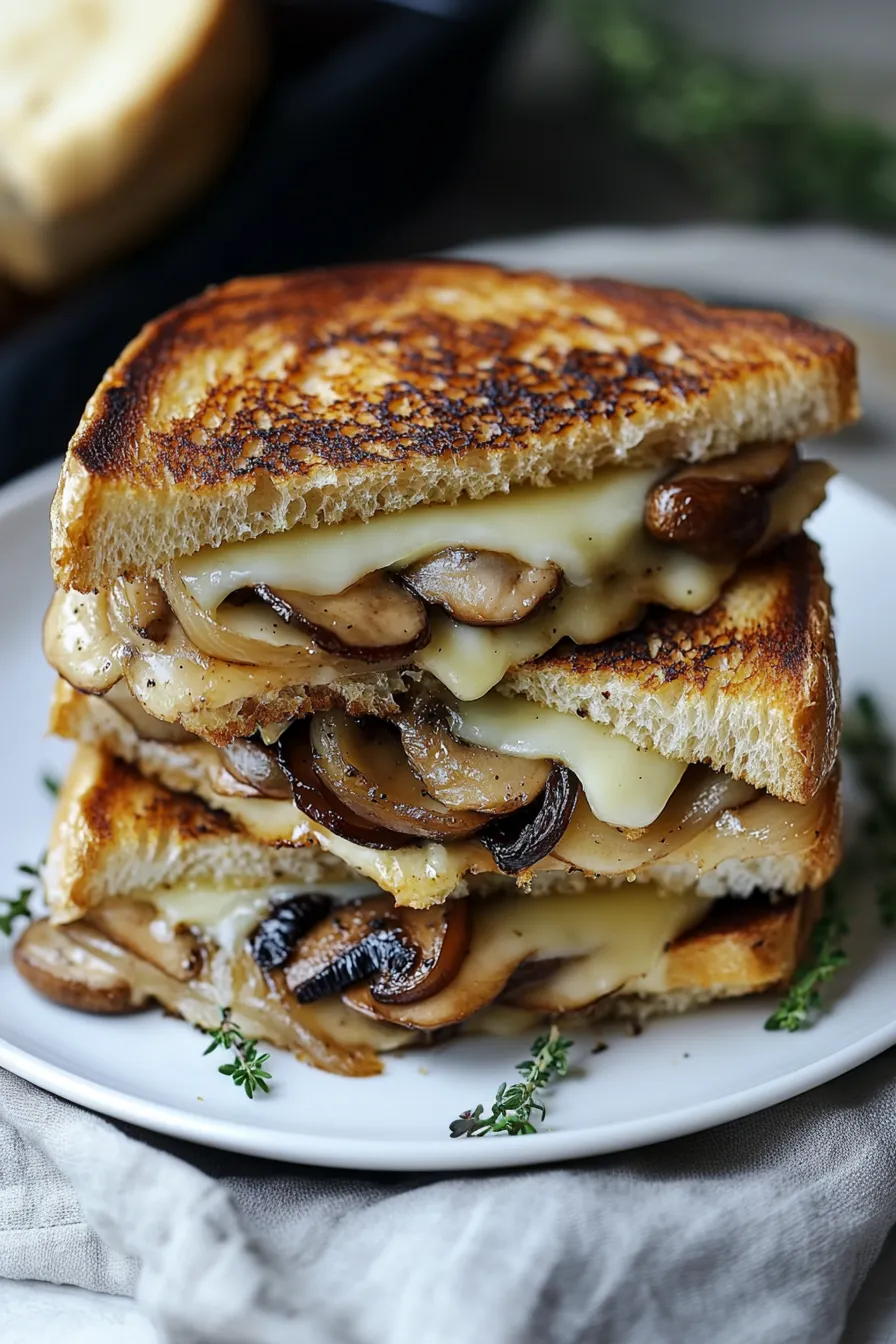 Grilled Cheese with Gouda, Roasted Mushrooms and Onions