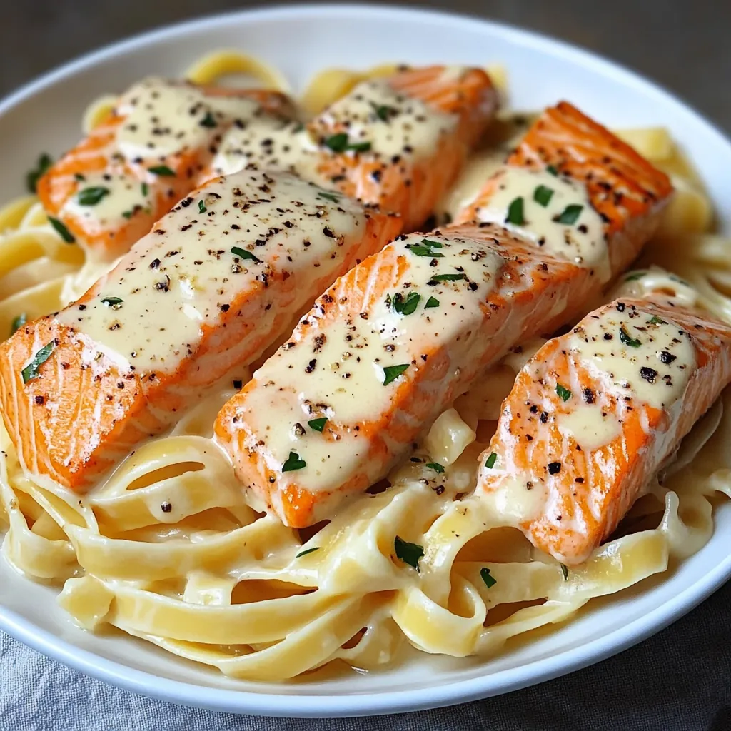 Creamy Garlic Salmon Pasta