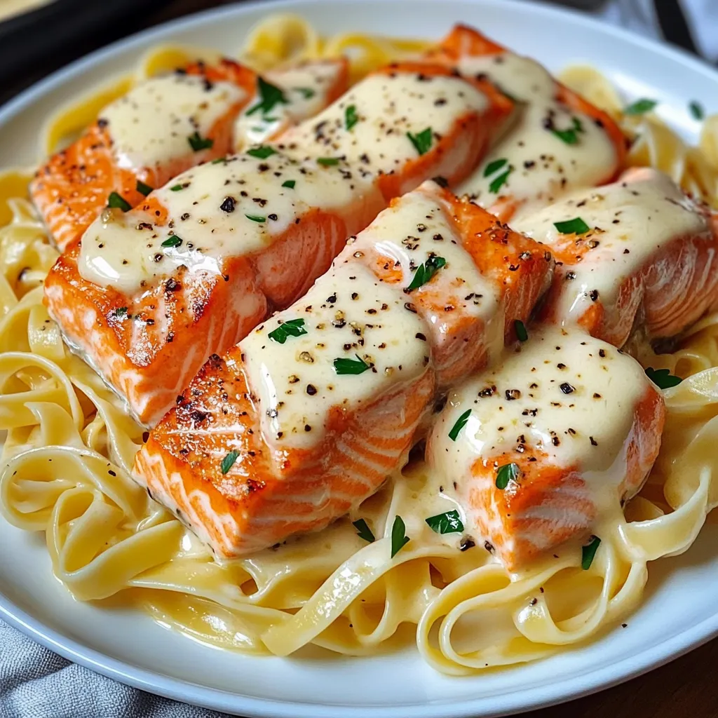 Creamy Garlic Salmon Pasta