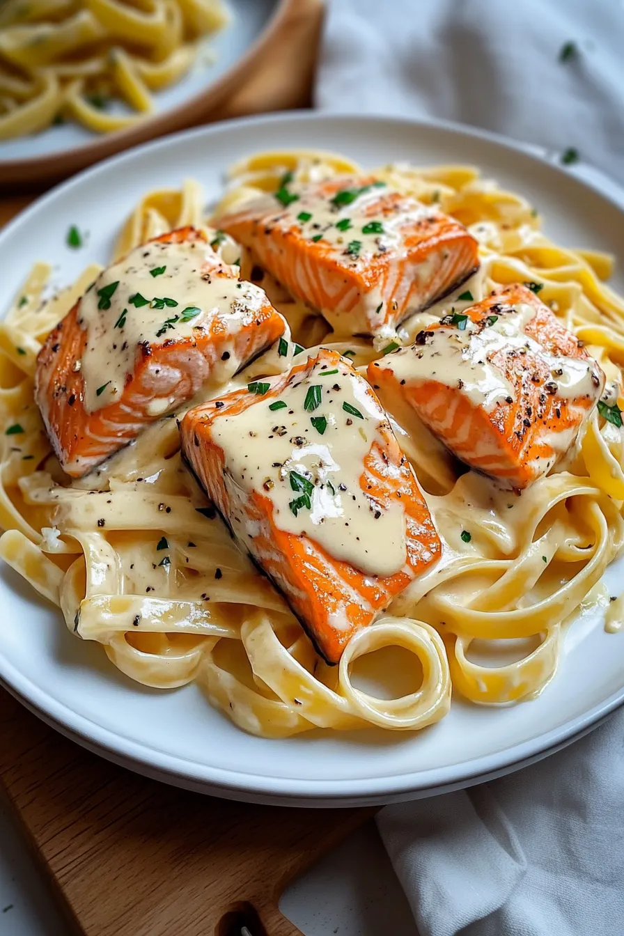 Creamy Garlic Salmon Pasta