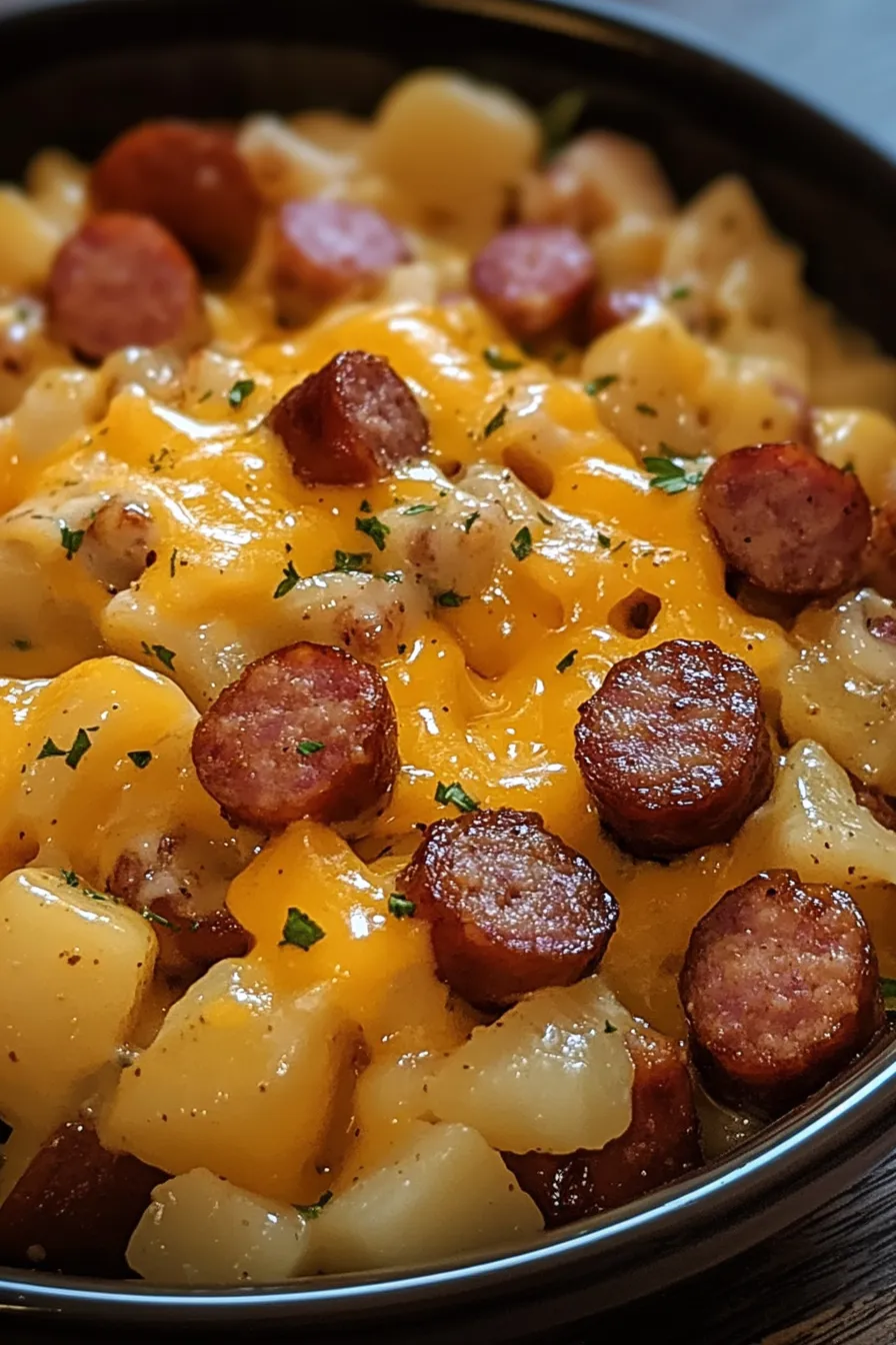 Slow Cooker Sausage & Hashbrown Bake
