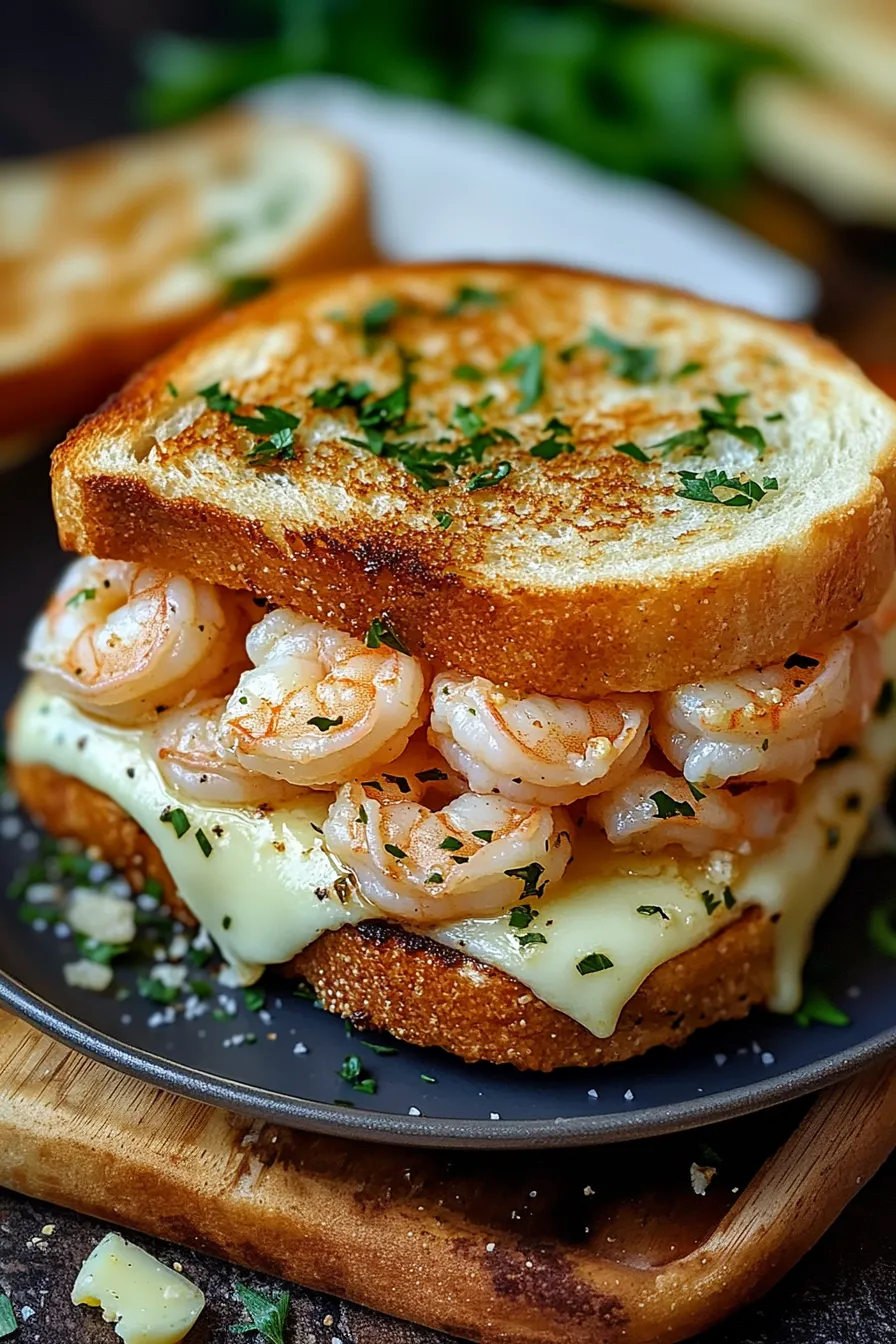 Ultimate Shrimp Grilled Cheese with Garlic Bread