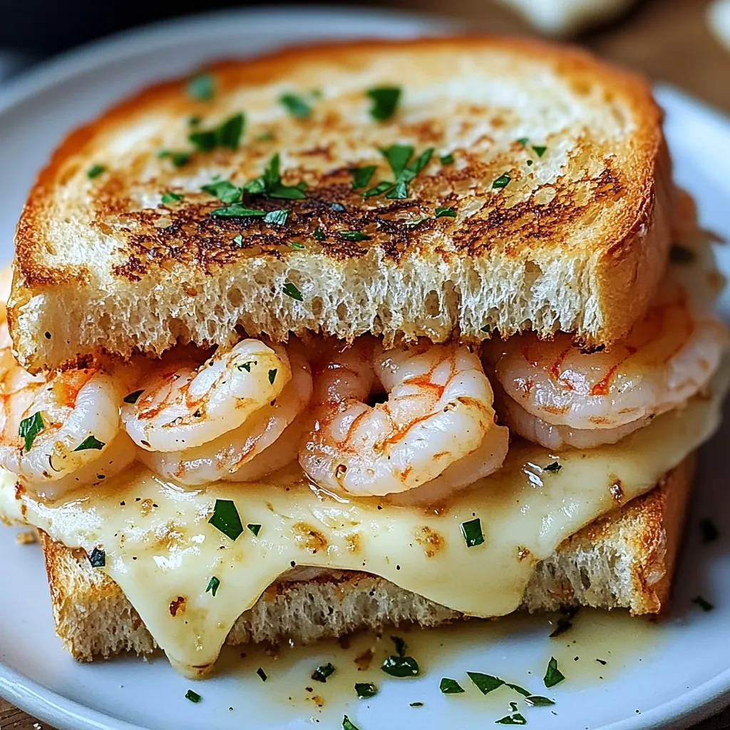 Ultimate Shrimp Grilled Cheese with Garlic Bread