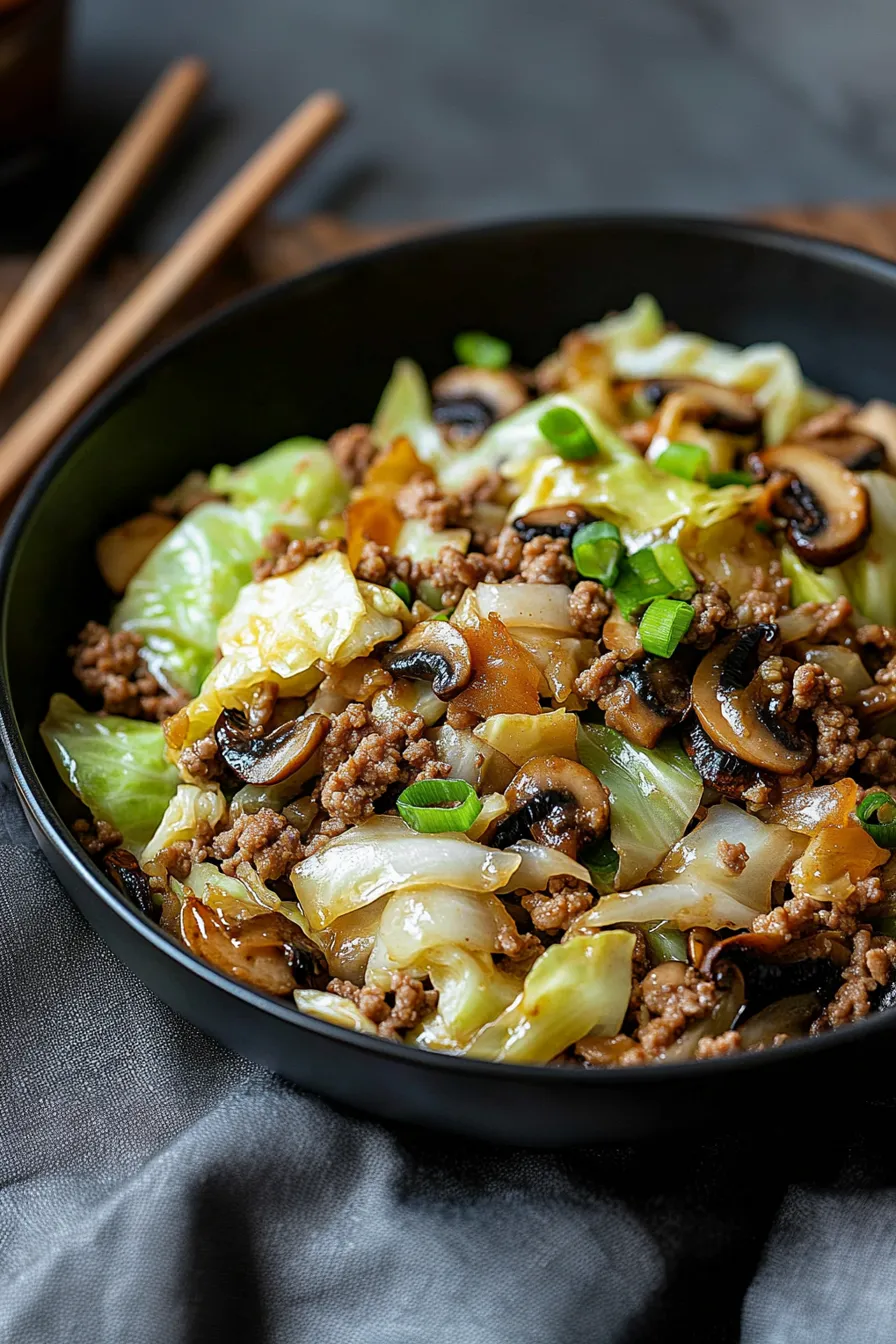 Chinese Ground Beef and Cabbage Stir-Fry