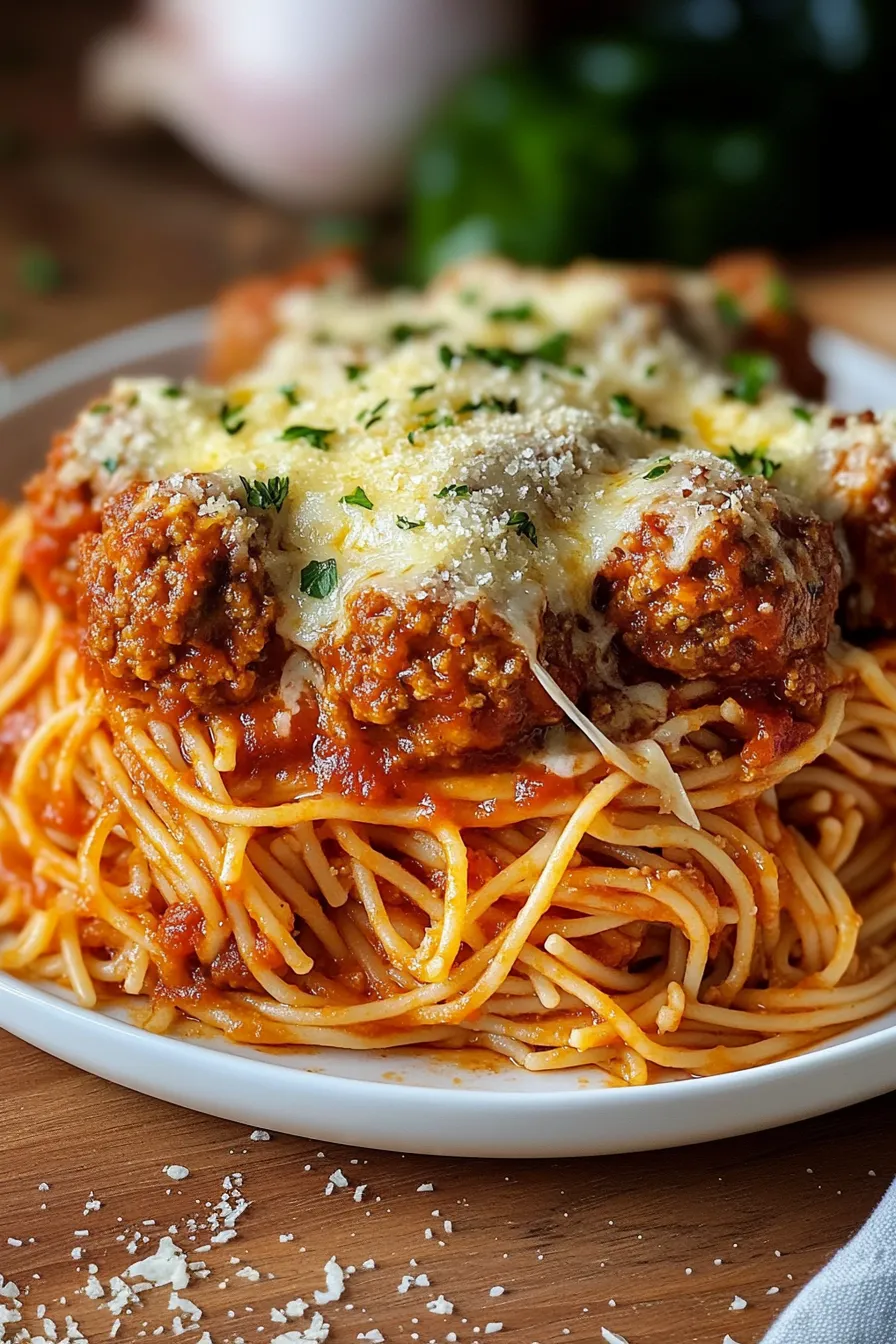 Italian Meatball Spaghetti Stack