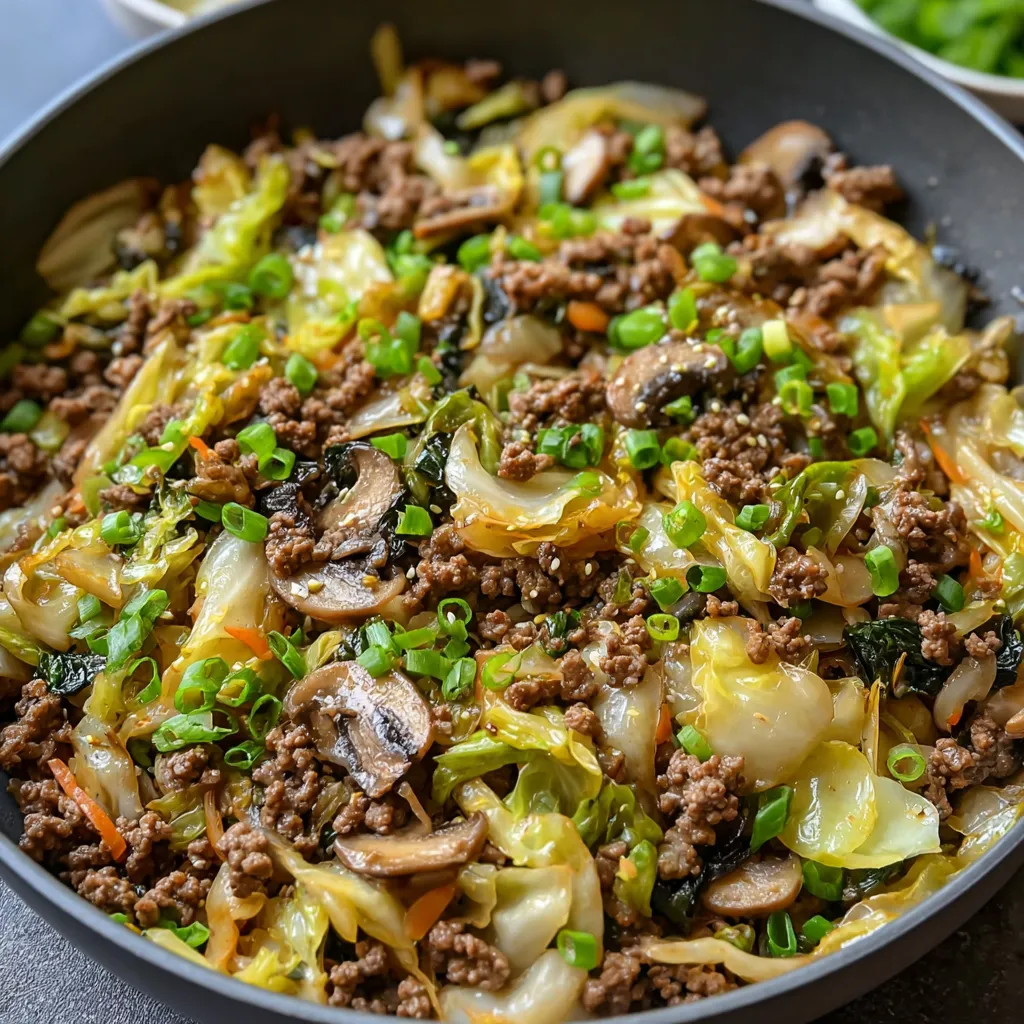 Chinese Ground Beef and Cabbage Stir Fry