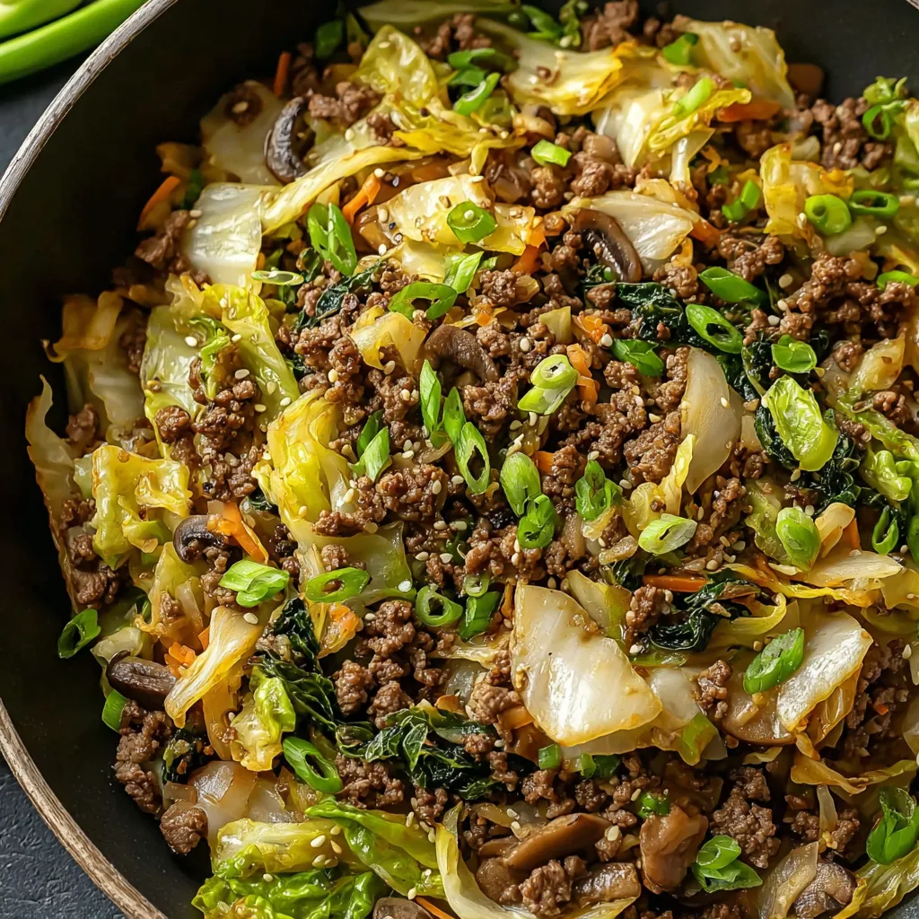Chinese Ground Beef and Cabbage Stir Fry