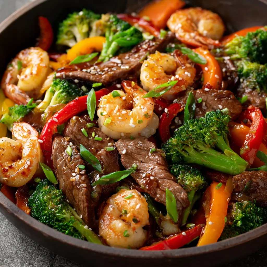 STEAK AND SHRIMP STIR FRY