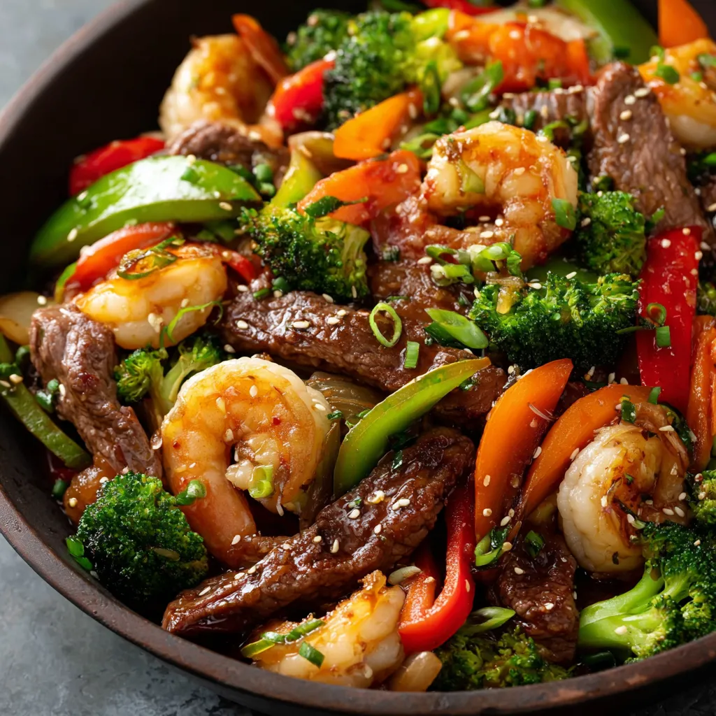 STEAK AND SHRIMP STIR FRY