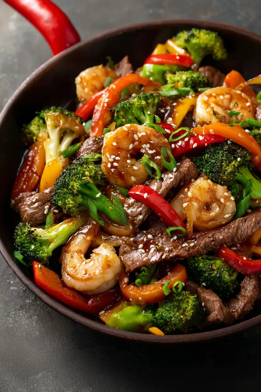 STEAK AND SHRIMP STIR FRY