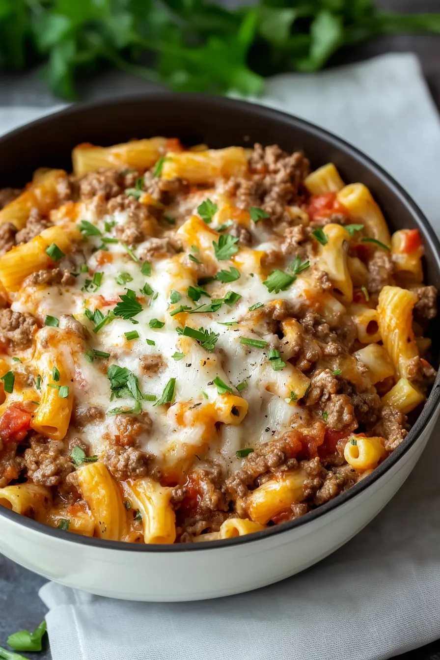 Creamy Rotel Pasta with Ground Beef