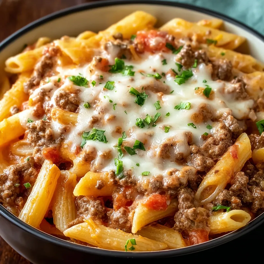 Creamy Rotel Pasta with Ground Beef